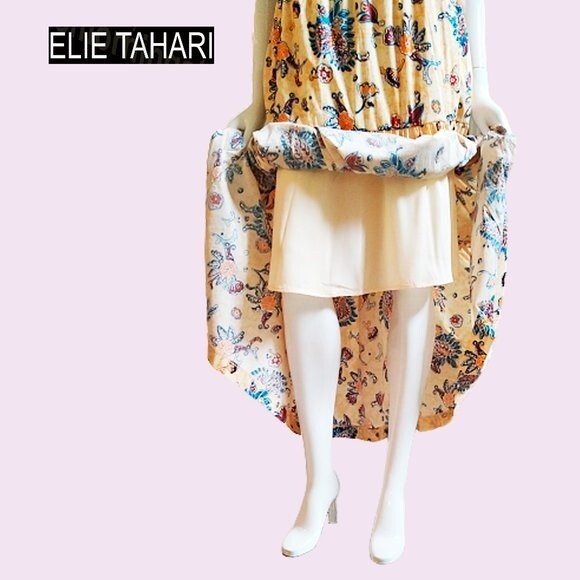 ELIE TAHARI NEW Bohemian SUNLIT GARDEN Floral Tiered Full Midi Skirt L - Picture 7 of 11